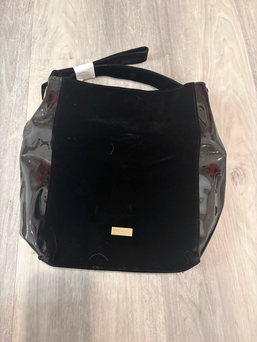 Black Velvet and Patent Shoulder Bag